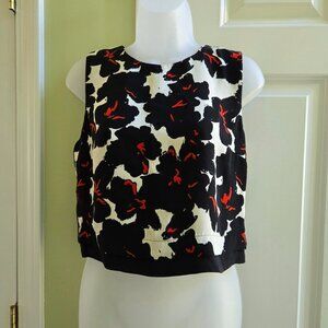 A.L.C. Joan Floral Cropped Sleeveless Silk Blouse Size 6